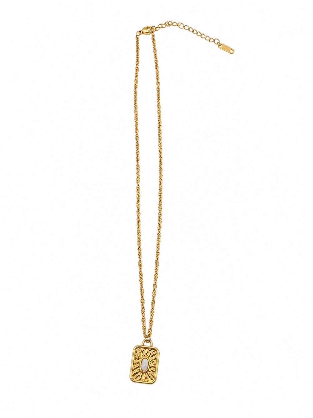 Gold Pendant Necklace with Opalescent  Stone